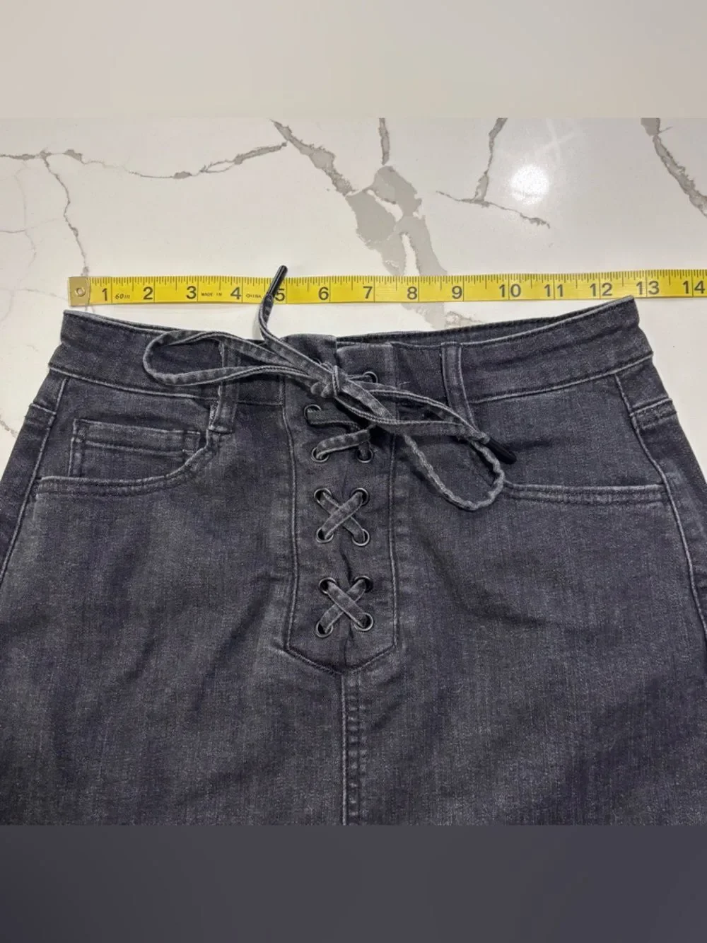 GARAGE Black Lace-Up Denim Mini Jeans Skirt Women’s Small